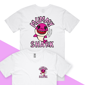 S / White / Small Front & Large Back Design Mummy Shark 🦈 - Men's T Shirt