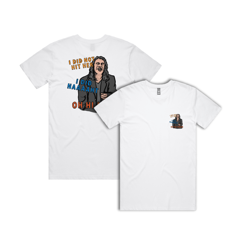 S / White / Small Front & Large Back Design Oh Hi Mark 👋🏻 - Men's T Shirt