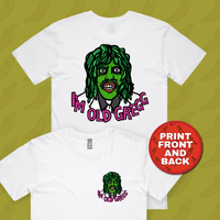 S / White / Small Front & Large Back Design Old Gregg 🧟‍♂️🛶 - Men's T Shirt