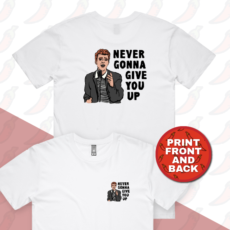 S / White / Small Front & Large Back Design Rick Roll 🎵 - Men's T Shirt