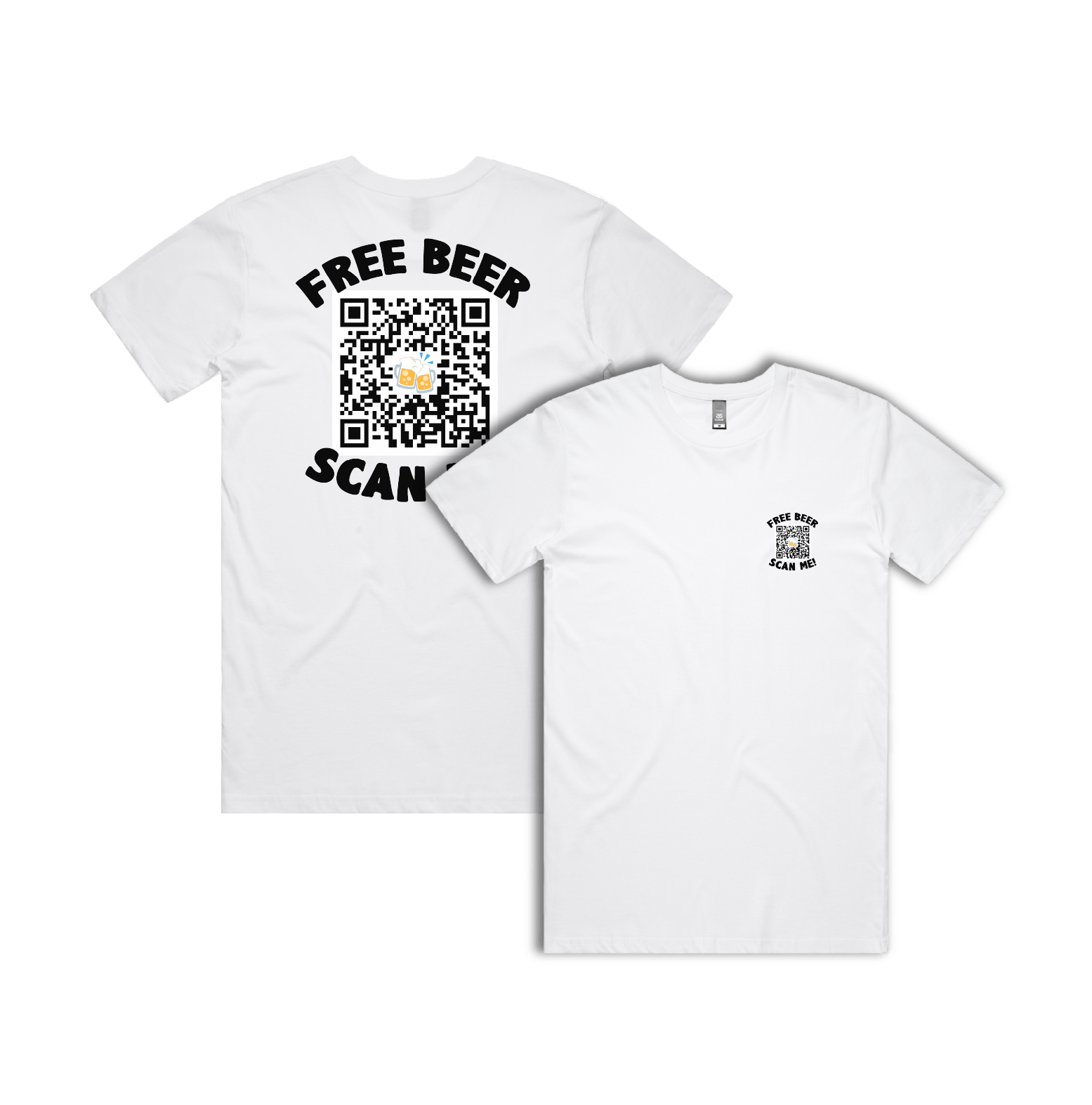S / White / Small Front & Large Back Design Rick Roll QR Prank 🎵 - Men's T Shirt