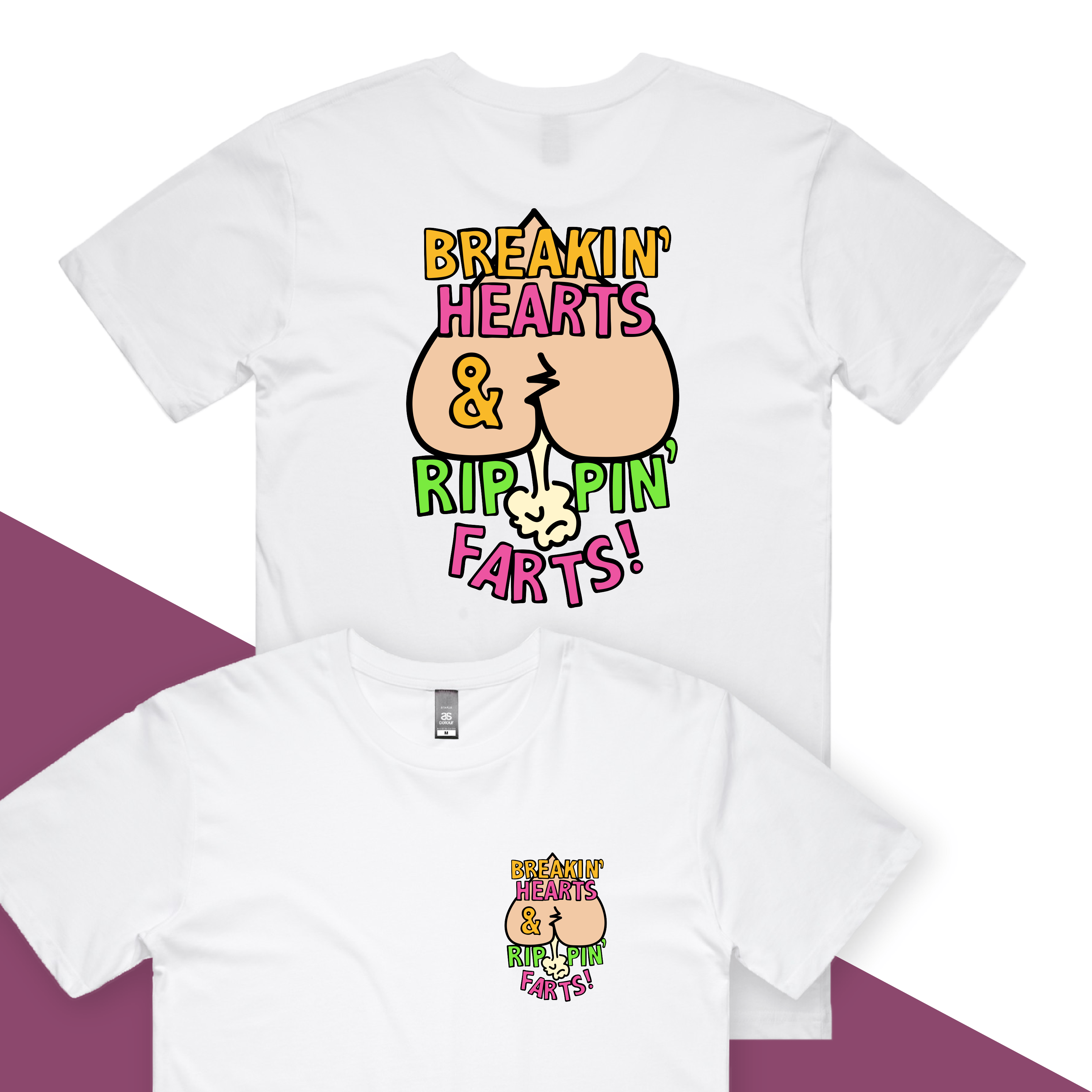 S / White / Small Front & Large Back Design Rippin Farts 💔💨 - Men's T Shirt