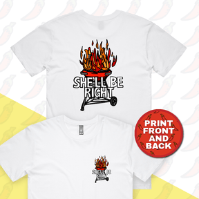 S / White / Small Front & Large Back Design She’ll Be Right BBQ 🤷🔥 – Men's T Shirt