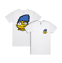 S / White / Small Front & Large Back Design Smeared Marge 👕 - Men's T Shirt