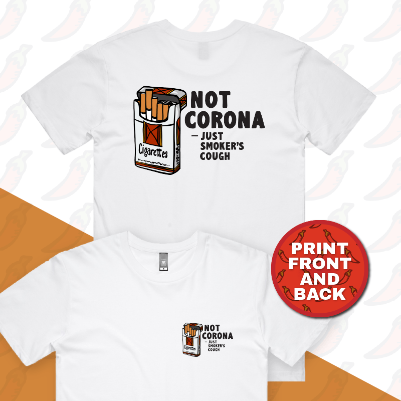 S / White / Small Front & Large Back Design Smoker's Cough 🚬 - Men's T Shirt