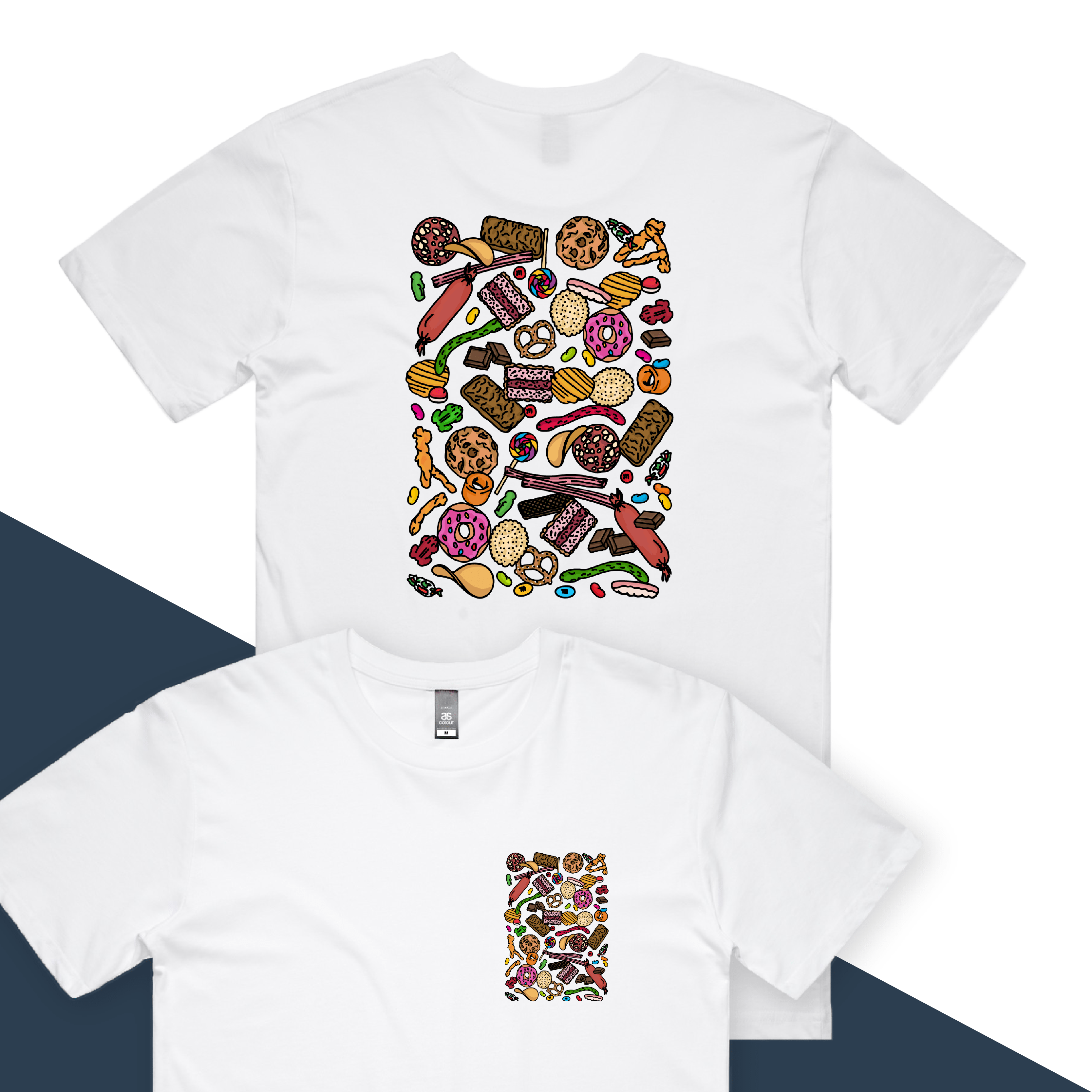S / White / Small Front & Large Back Design Snacks! 🍬🍪 - Men's T Shirt