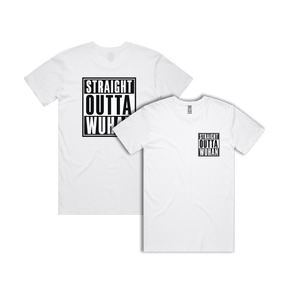 S / White / Small Front & Large Back Design Straight Outta Wuhan ✊🏾 - Men's T Shirt