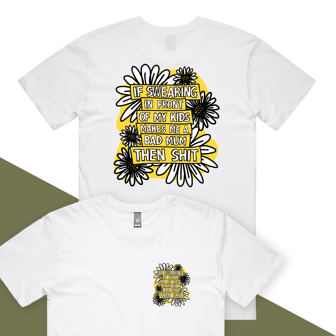 S / White / Small Front & Large Back Design Sweary Mum 🤬🎀 - Men's T Shirt