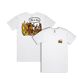 S / White / Small Front & Large Back Design This Is Fine 🔥 - Men's T Shirt