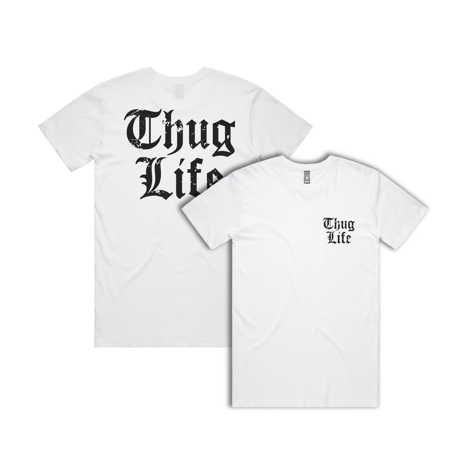 S / White / Small Front & Large Back Design Thug Life 🖕🏾 - Men's T Shirt