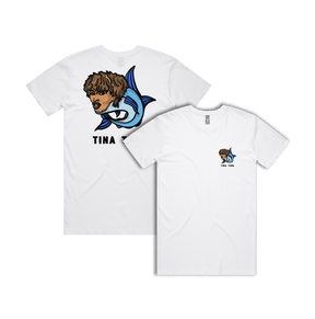 S / White / Small Front & Large Back Design Tina Tuna 🐟 - Men's T Shirt