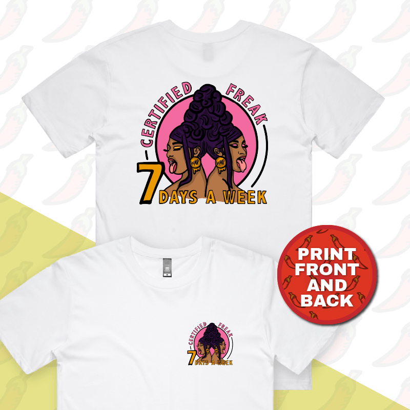 S / White / Small Front & Large Back Design WAP 😻 - Men's T Shirt