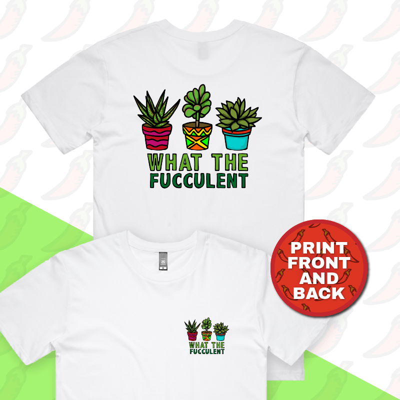 S / White / Small Front & Large Back Design What The Fucculent 🌵 – Men's T Shirt