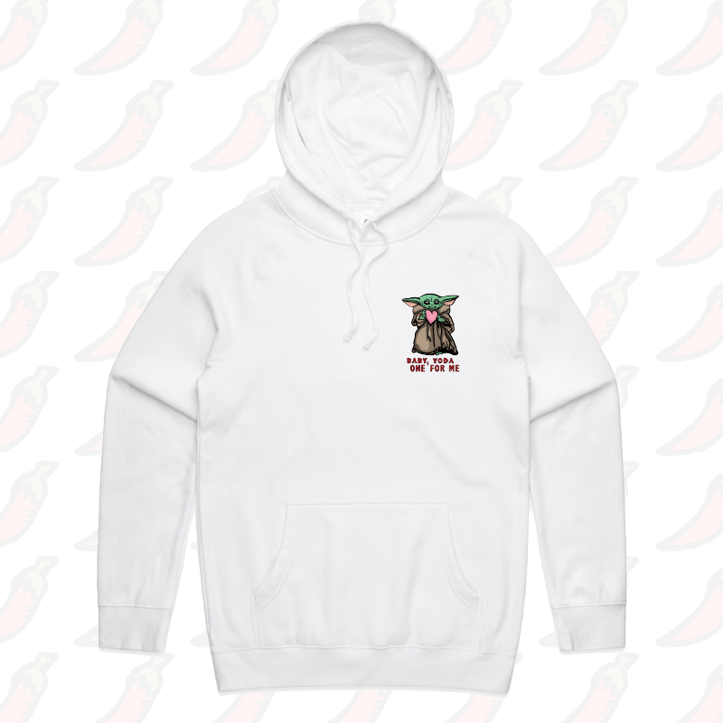S / White / Small Front Print Baby Yoda Love 👽❤️ - Unisex Hoodie