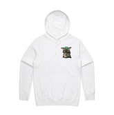 S / White / Small Front Print Baby Yoda 👶 - Unisex Hoodie