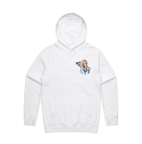 S / White / Small Front Print Barking Dog Man 🗣️ - Unisex Hoodie