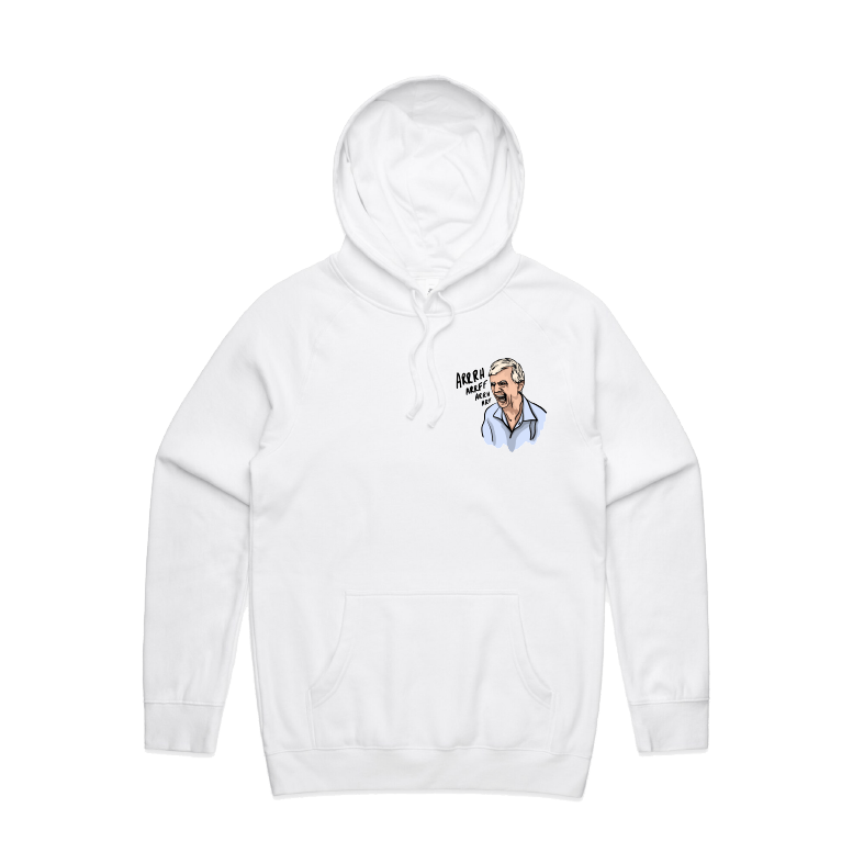 S / White / Small Front Print Barking Dog Man 🗣️ - Unisex Hoodie