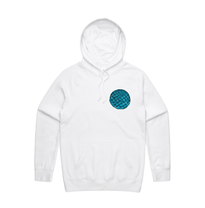 S / White / Small Front Print Blue Waffle 🧇🤮 - Unisex Hoodie
