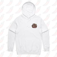 S / White / Small Front Print Ciggy Butt-Brain 🚬🧠 - Unisex Hoodie