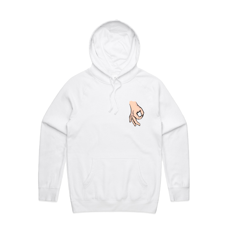 S / White / Small Front Print Circle Game 👊 - Unisex Hoodie