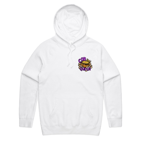 S / White / Small Front Print Cob Queen 👑🍞 – Unisex Hoodie