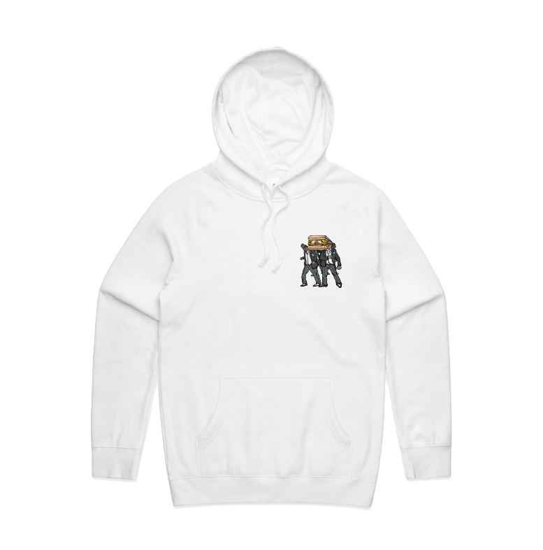 S / White / Small Front Print Coffin Dance ⚰️ - Unisex Hoodie