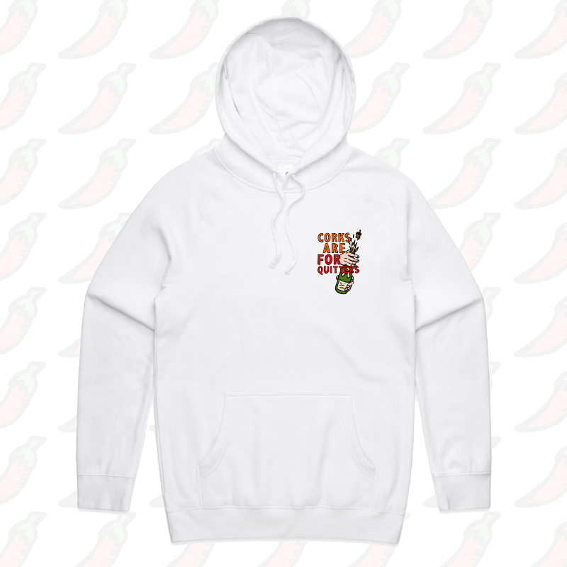 S / White / Small Front Print Corks Are For Quitters 🍾 – Unisex Hoodie