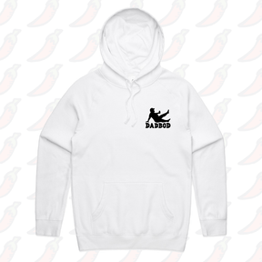 S / White / Small Front Print Dad Bod 💪 – Unisex Hoodie