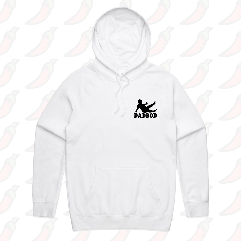 S / White / Small Front Print Dad Bod 💪 – Unisex Hoodie