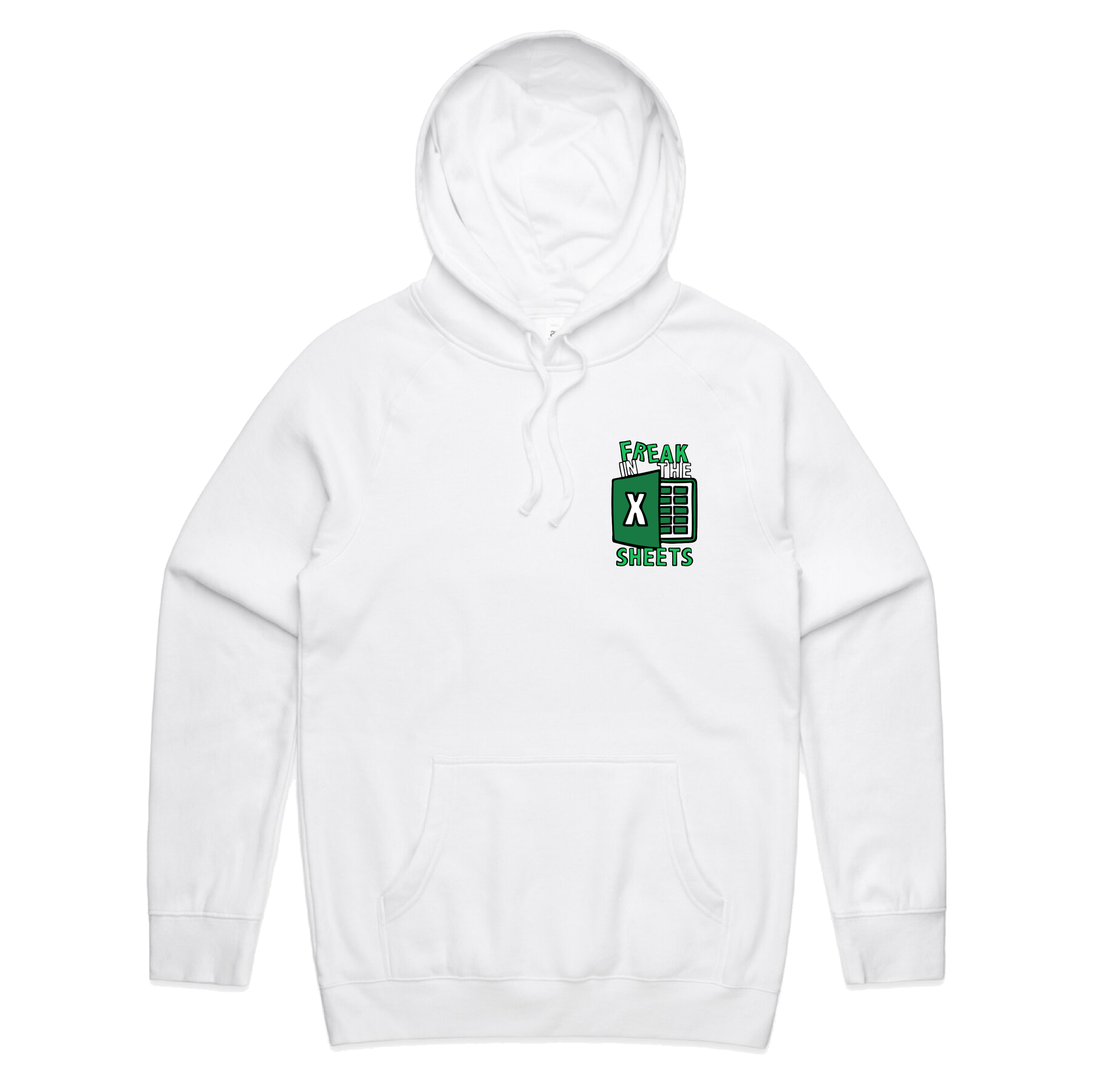 S / White / Small Front Print Freak in the Sheets 📈🛌- Unisex Hoodie