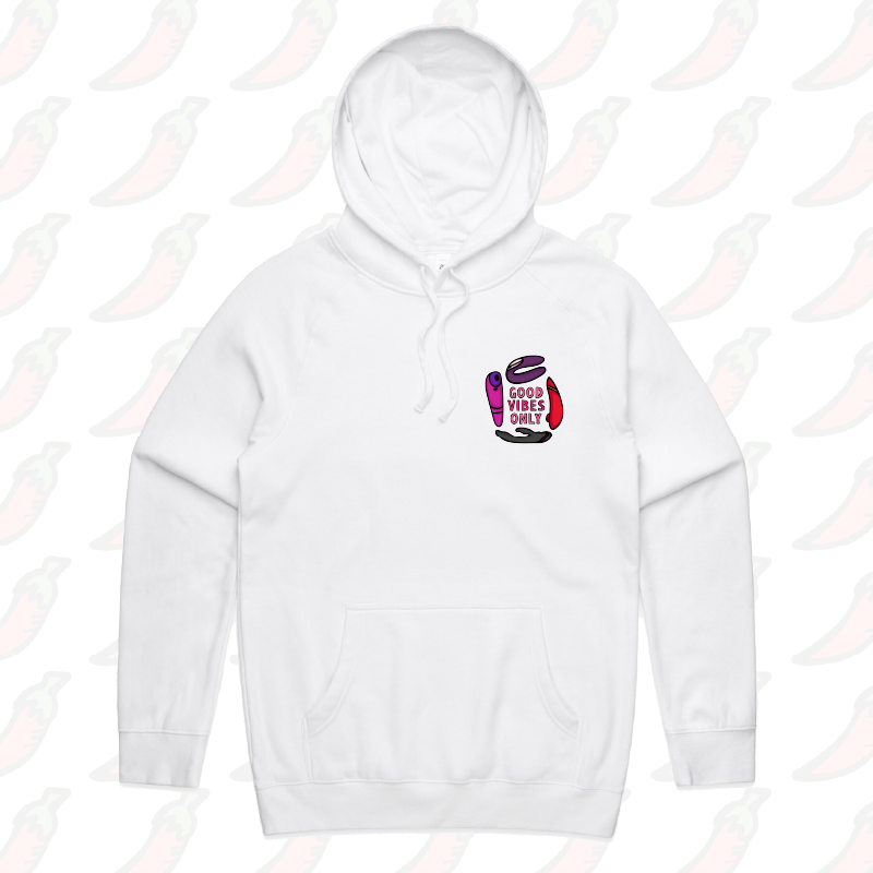 S / White / Small Front Print Good Vibes Only 🍡 – Unisex Hoodie