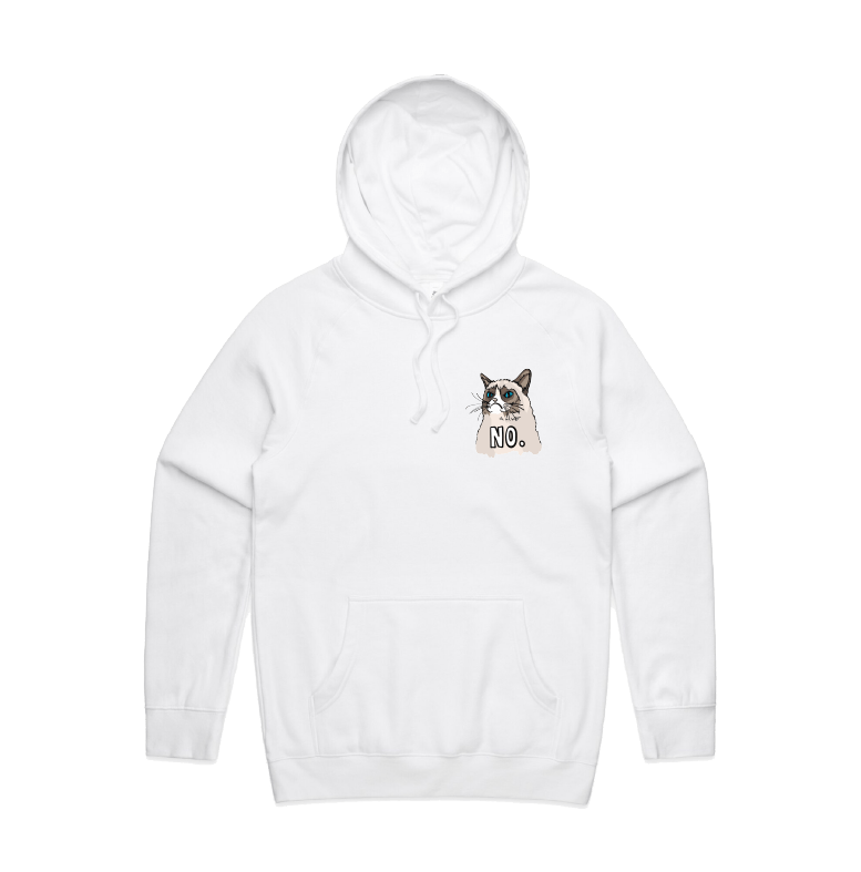 S / White / Small Front Print Grumpy Cat! 😾 - Unisex Hoodie