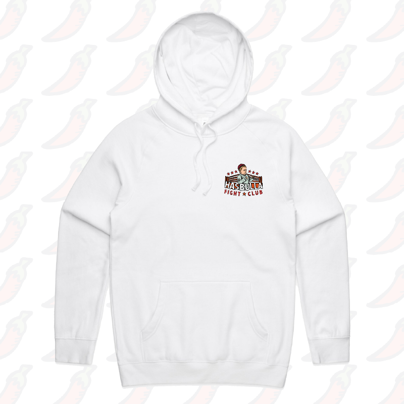 S / White / Small Front Print Hasbulla Fight Club 🥊- Unisex Hoodie