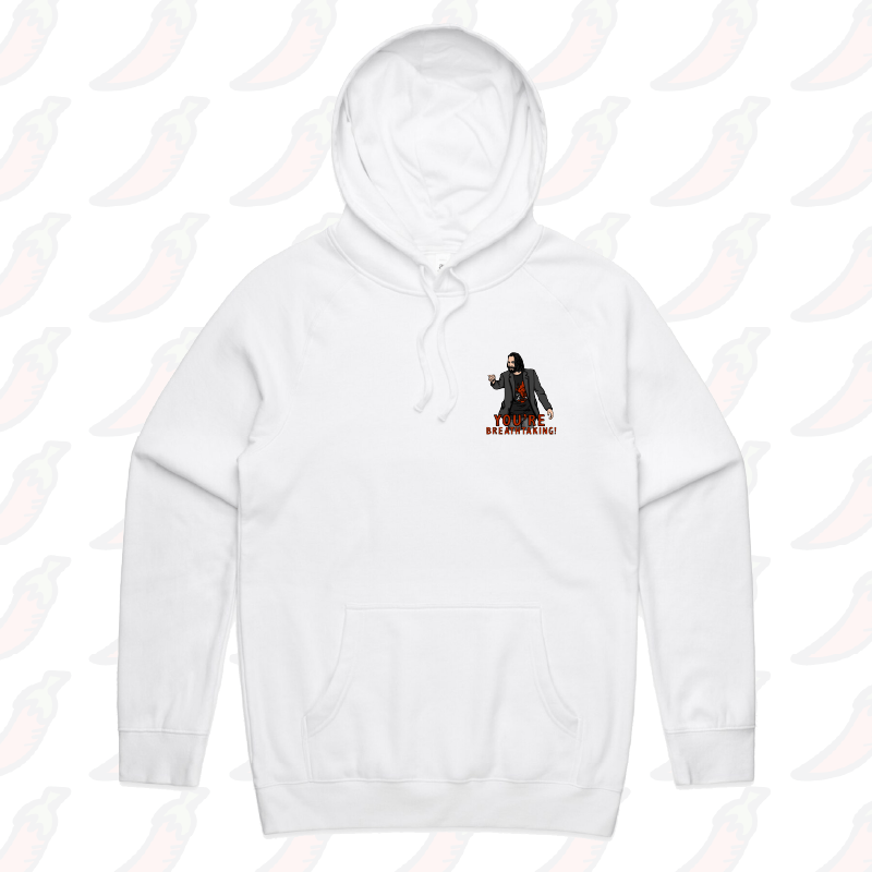 S / White / Small Front Print Keanu Breathtaking 👈 - Unisex Hoodie