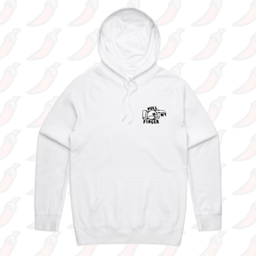 S / White / Small Front Print Pull My Finger 👉 – Unisex Hoodie