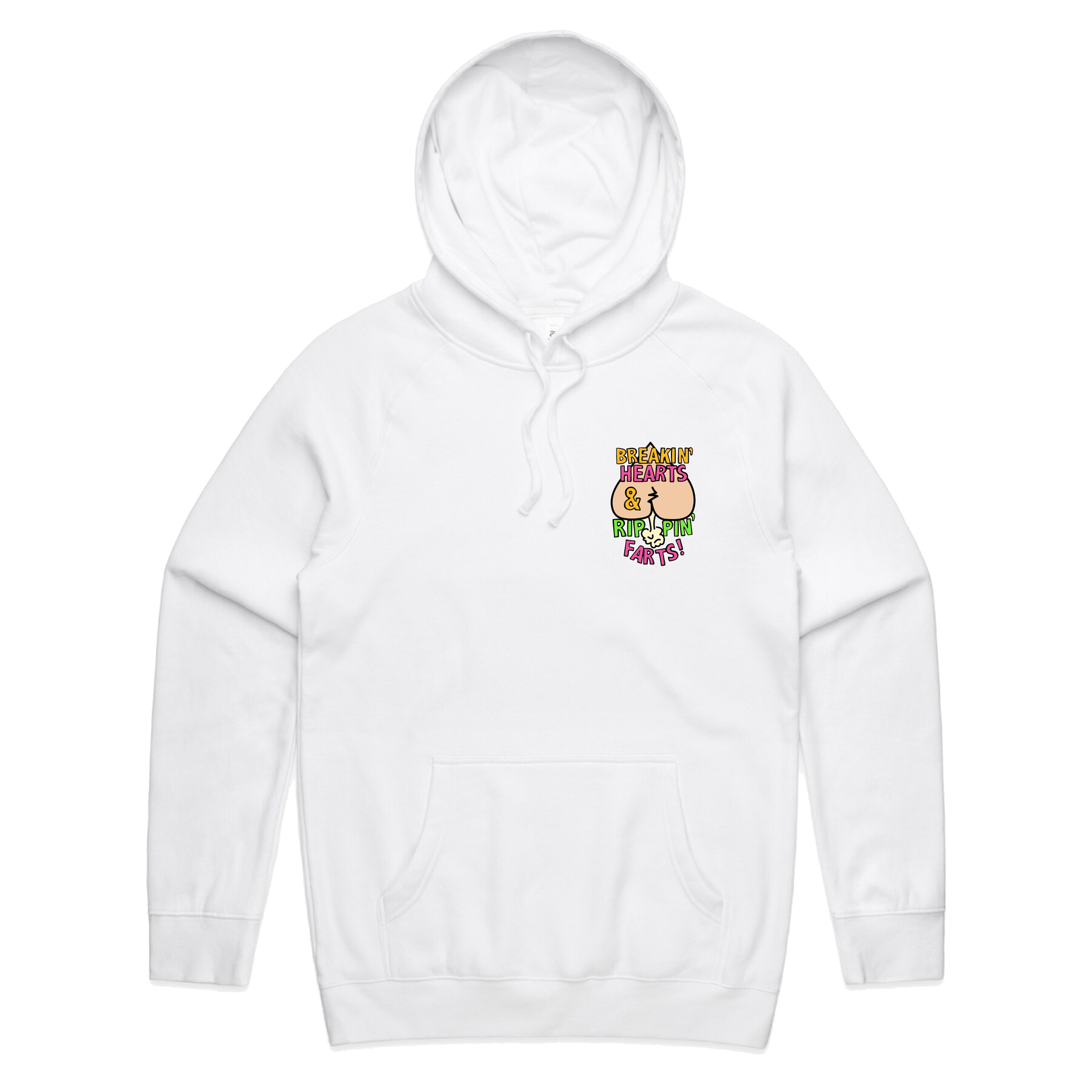 S / White / Small Front Print Rippin Farts 💔💨 - Unisex Hoodie