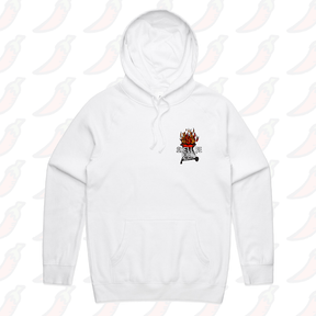 S / White / Small Front Print She’ll Be Right BBQ 🤷🔥 – Unisex Hoodie