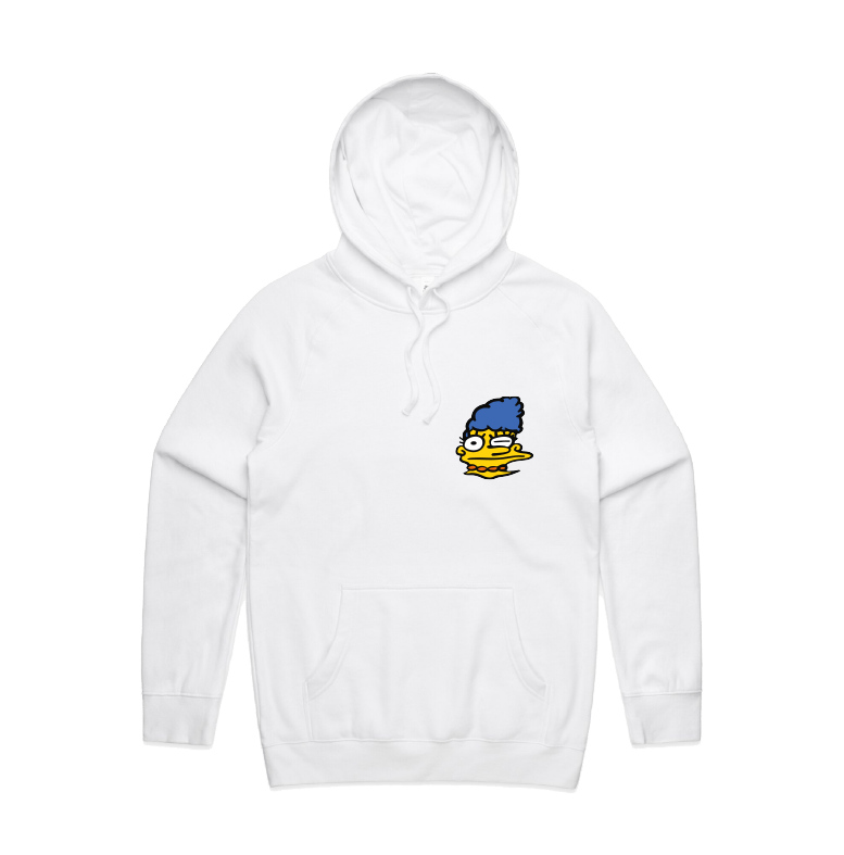 S / White / Small Front Print Smeared Marge 👕 - Unisex Hoodie