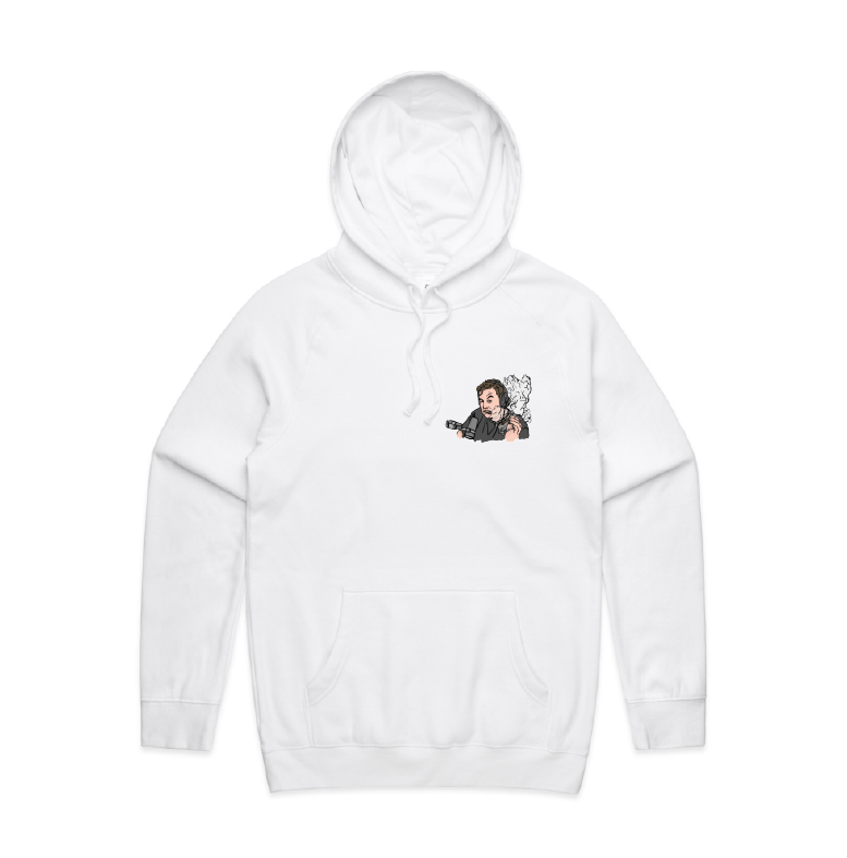 S / White / Small Front Print Smokin' Elon 💨 - Unisex Hoodie