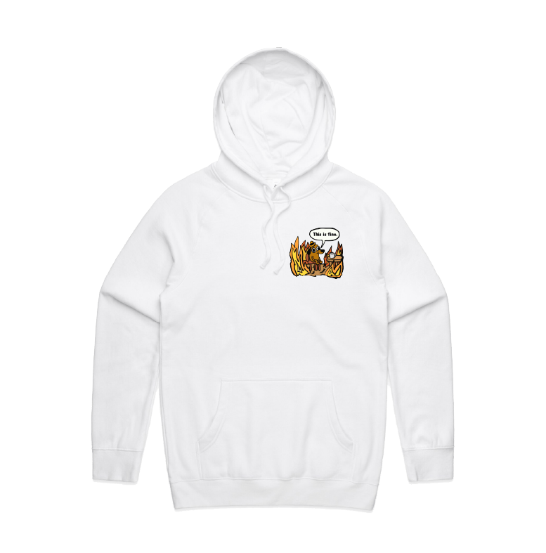 S / White / Small Front Print This Is Fine 🔥 - Unisex Hoodie