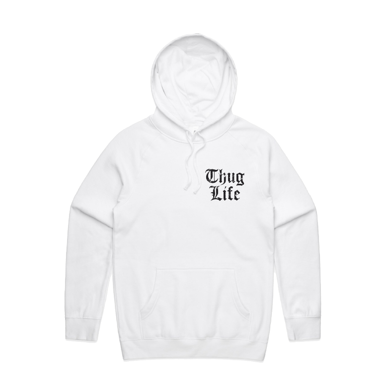 S / White / Small Front Print Thug Life 🖕🏾 - Unisex Hoodie