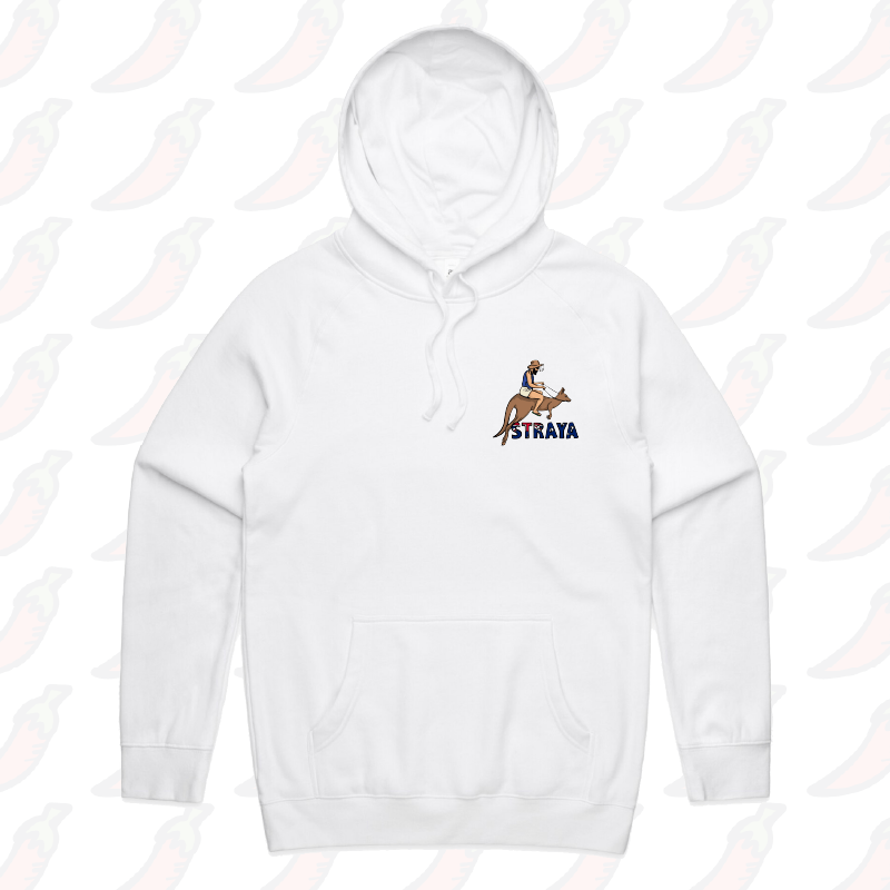 S / White / Small Front Print Uber Roo 🦘 - Unisex Hoodie