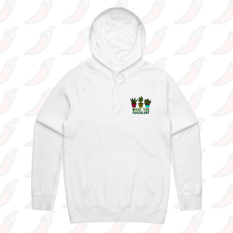 S / White / Small Front Print What The Fucculent 🌵 – Unisex Hoodie