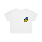 S / White Smeared Marge 👕 - Women's Crop Top