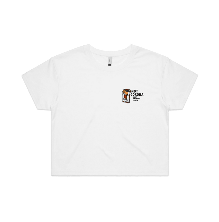 S / White SMOKER'S COUGH 🚬 - Women's Crop Top