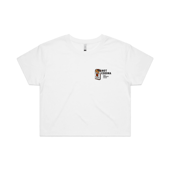 S / White SMOKER'S COUGH 🚬 - Women's Crop Top
