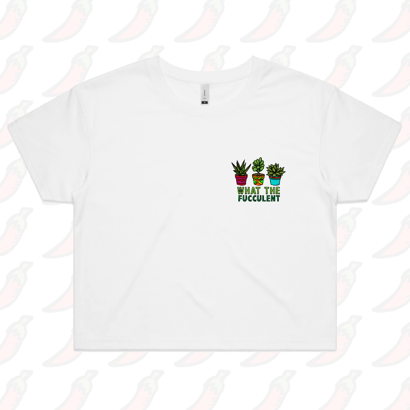S / White What The Fucculent 🌵 – Women's Crop Top