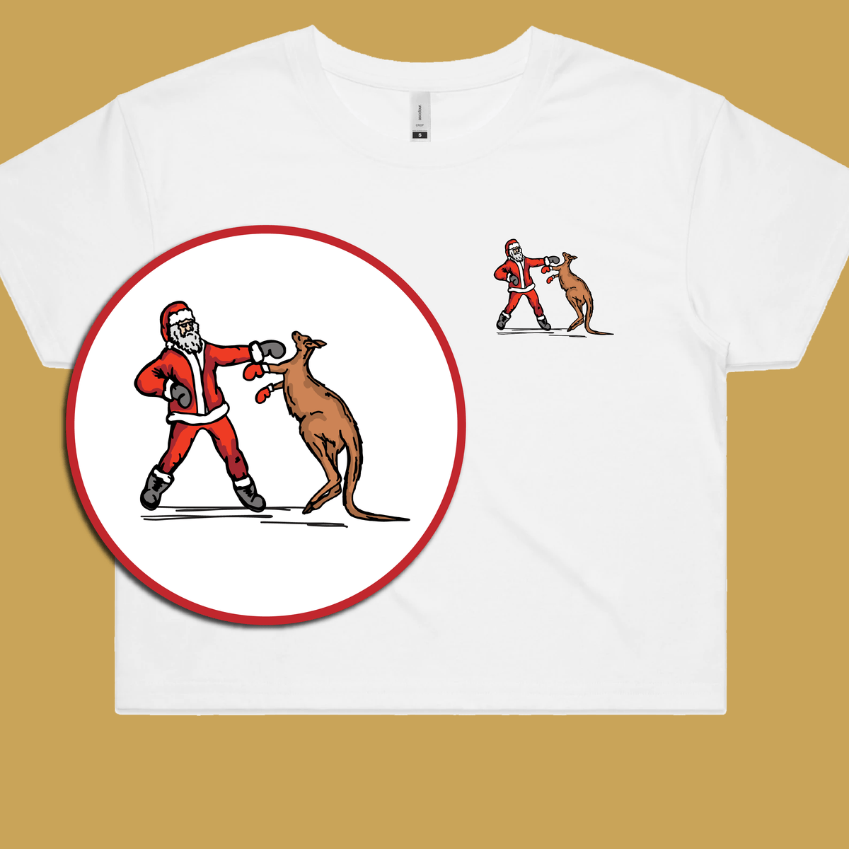 Santa Boxing Roo 🎅🥊🦘 – Women's Crop Top