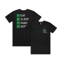 Small Front & Large Back Design / Black / S Eat Sleep Punt Repeat 🏇 - Men's T Shirt