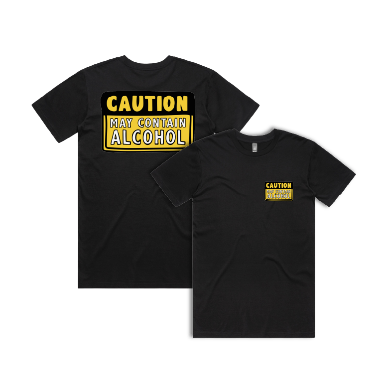 Small Front & Large Back Design / Black / S May Contain Alcohol 🍺 - Men's T Shirt